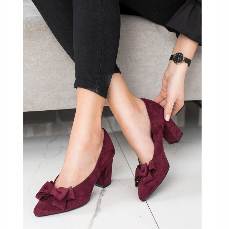 Burgundy Pumps With A VINCEZA Bow red multicolored 2
