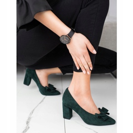 Green Pumps With A VINCEZA Bow 1