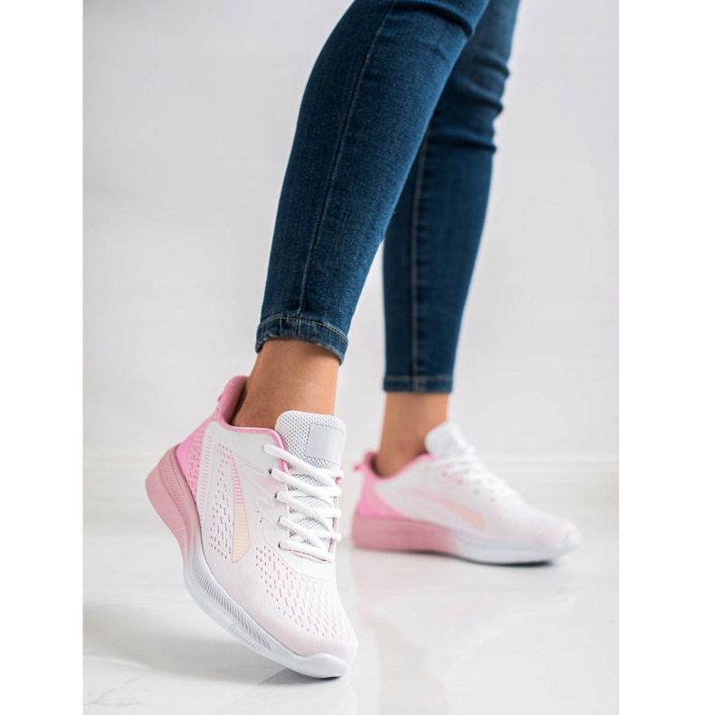 Bona Openwork Sneakers For Spring white pink 1