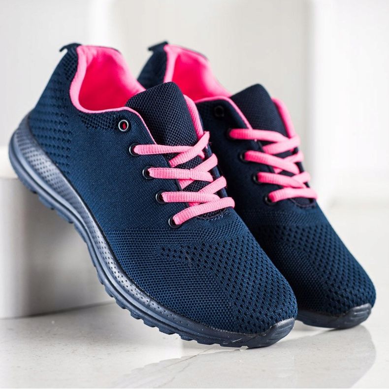 SHELOVET Light Sport Shoes navy blue pink 2 SHELOVET Light Sport Shoes navy blue pink 2
