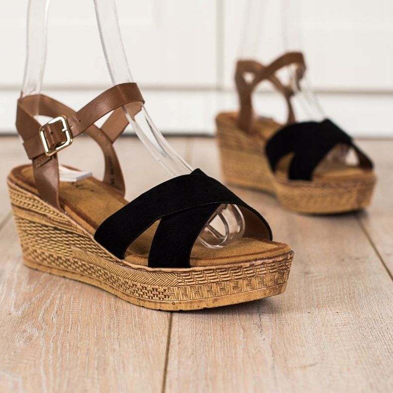 S. BARSKI Sandals Na Koturnie S.BARSKI brown black 1