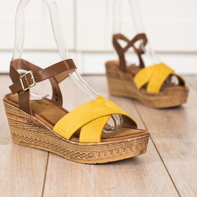 S. BARSKI Sandals Na Koturnie S.BARSKI brown yellow 1 S. BARSKI Sandals Na Koturnie S.BARSKI brown yellow 1