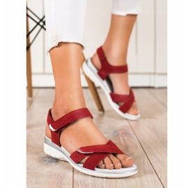 VINCEZA Velcro Sandals red 2