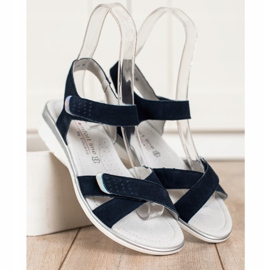 Leather Sandals With Velcro VINCEZA navy blue 1 Leather Sandals With Velcro VINCEZA navy blue 1