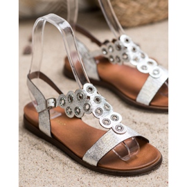 Sergio Leone Elegant Sandals With Cubic Zirconia silver 1