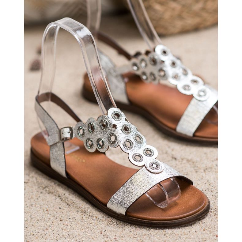 Sergio Leone Elegant Sandals With Cubic Zirconia silver 1