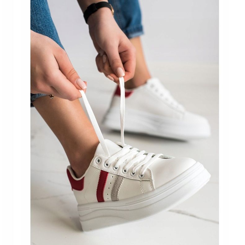 SHELOVET Sneakers With Suede Inserts white 2