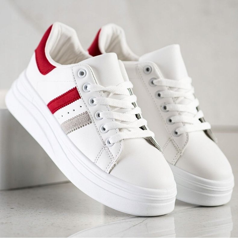 SHELOVET Sneakers With Suede Inserts white 1