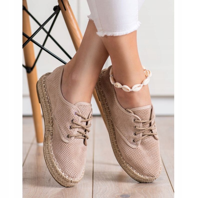 SHELOVET Suede Espadrilles beige 1