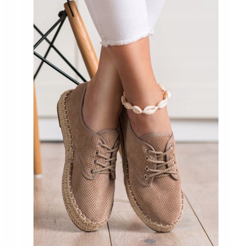 SHELOVET Suede Espadrilles brown 1