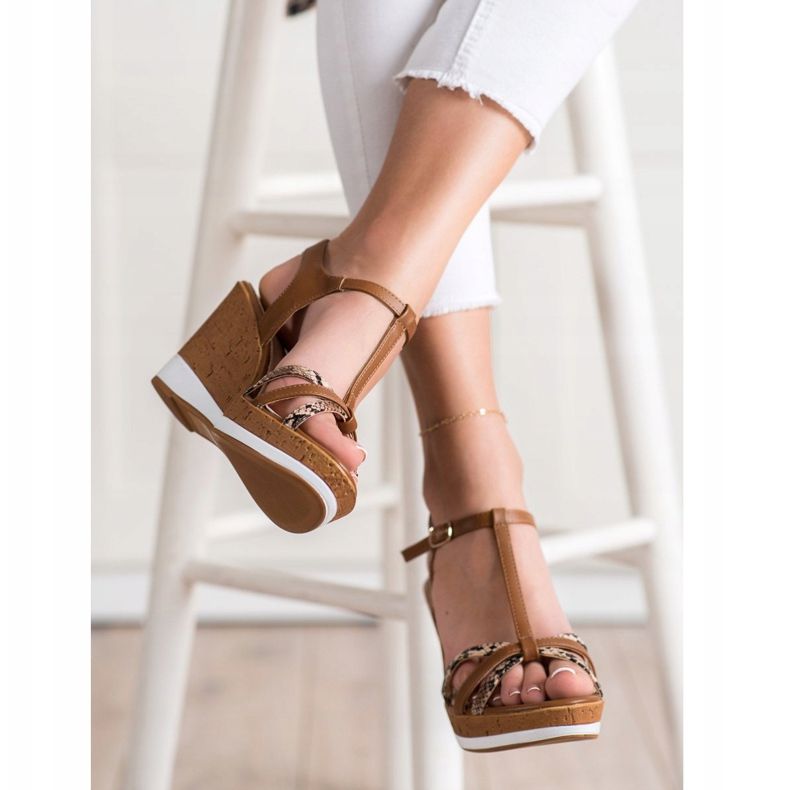 Sergio Leone Wedge Sandals brown 2