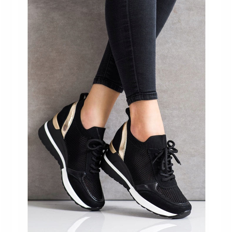 VINCEZA openwork sneakers black 1
