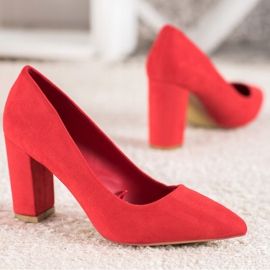 SHELOVET Red Pumps With Suede 2