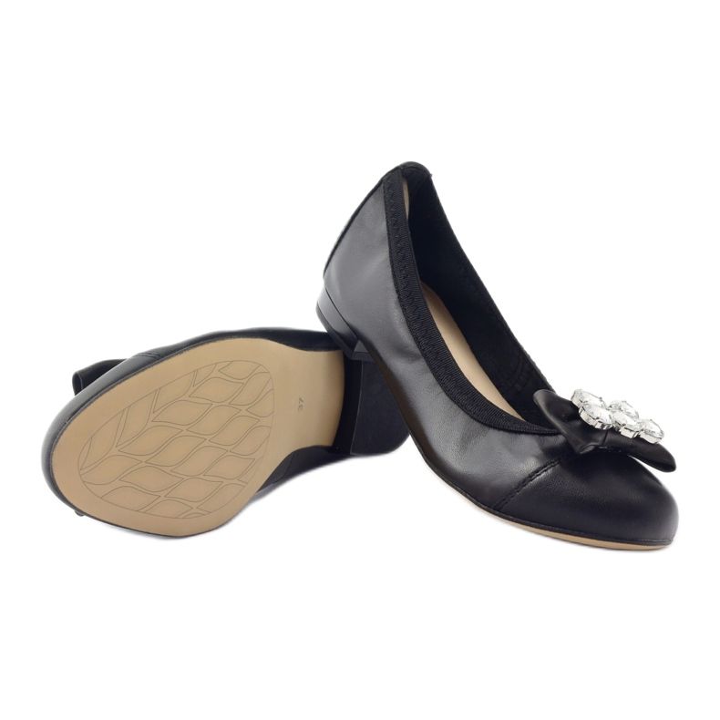 Women's ballerinas with a bow and crystals 1402 black gamis 3