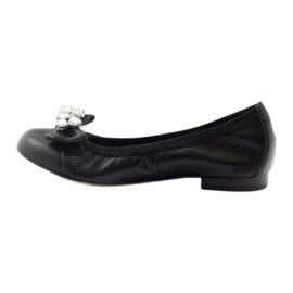 Women's ballerinas with a bow and crystals 1402 black gamis 2