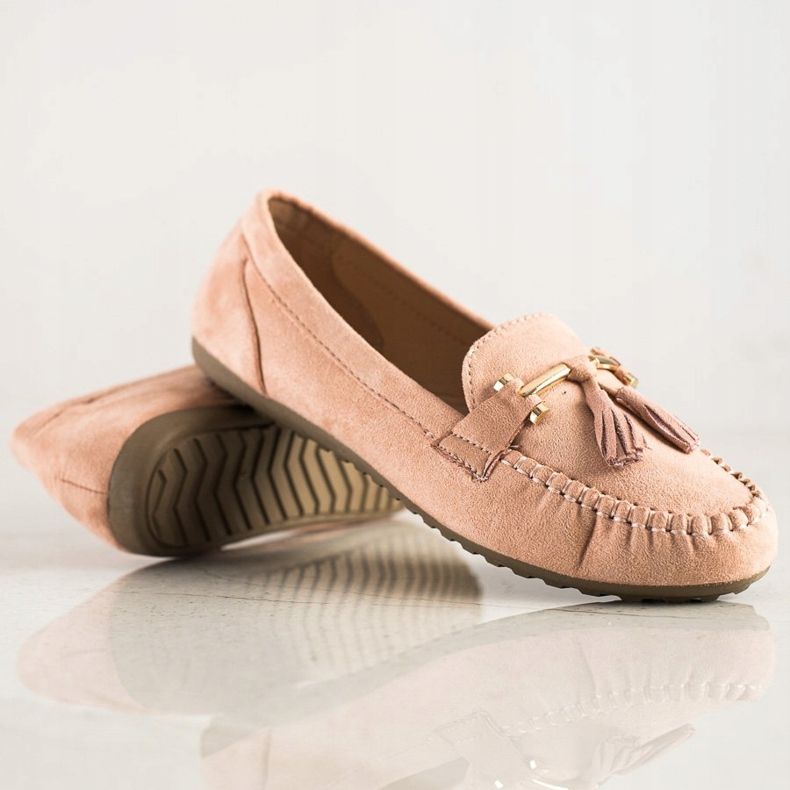 Queentina Fashionable suede loafers beige pink 1 Queentina Fashionable suede loafers beige pink 1