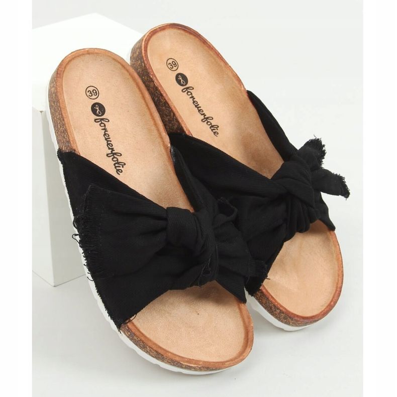 Black WS11 Black cotton cork slippers 1 Black WS11 Black cotton cork slippers 1