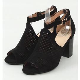 Black open toe heeled sandals CZ-10220 Black 1