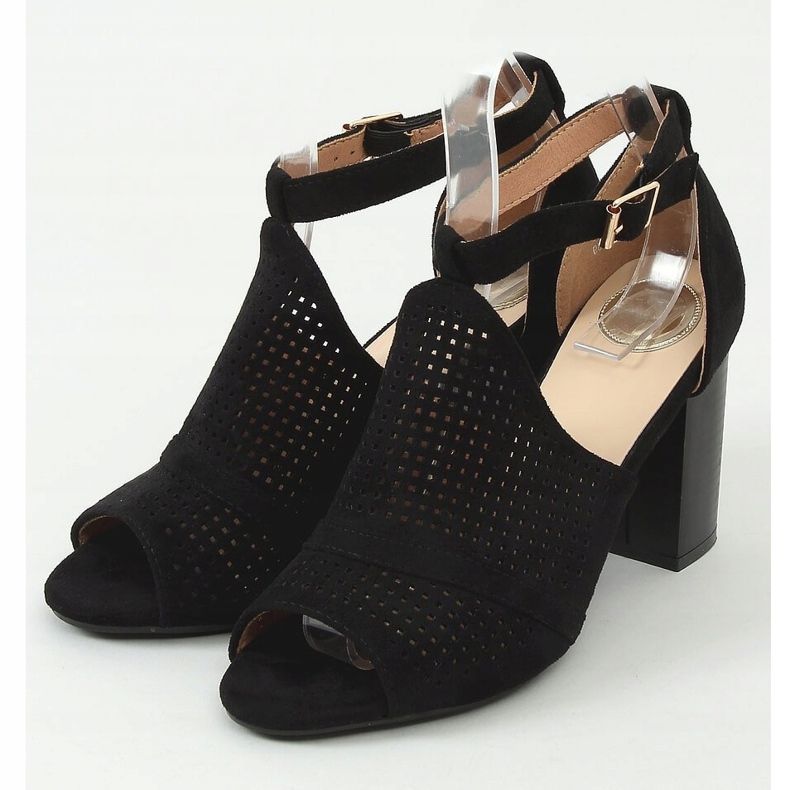Black open toe heeled sandals CZ-10220 Black 1