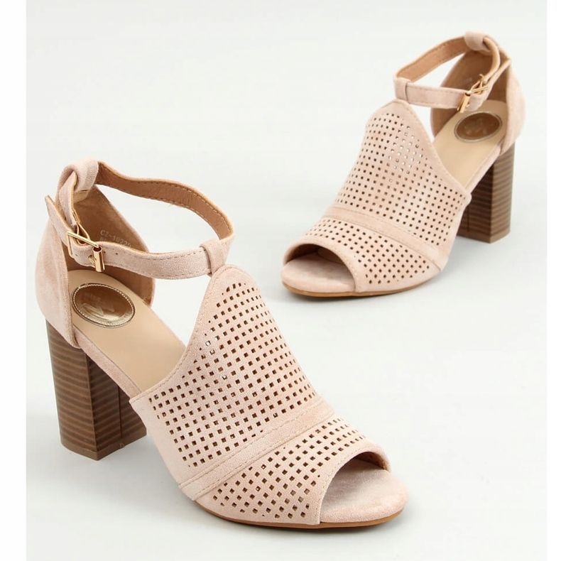 Beige open toe heeled sandals CZ-10220 Beige 1