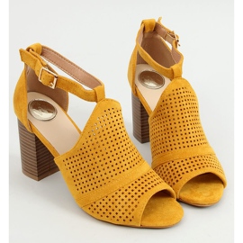 Open toe high heeled sandals CZ-10220 Yellow 1