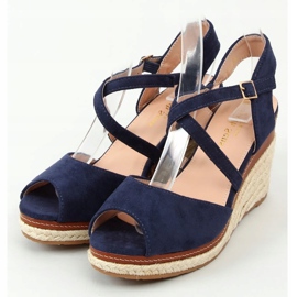 Espadrilles on the wedge open toe navy blue FG19 Blue 1