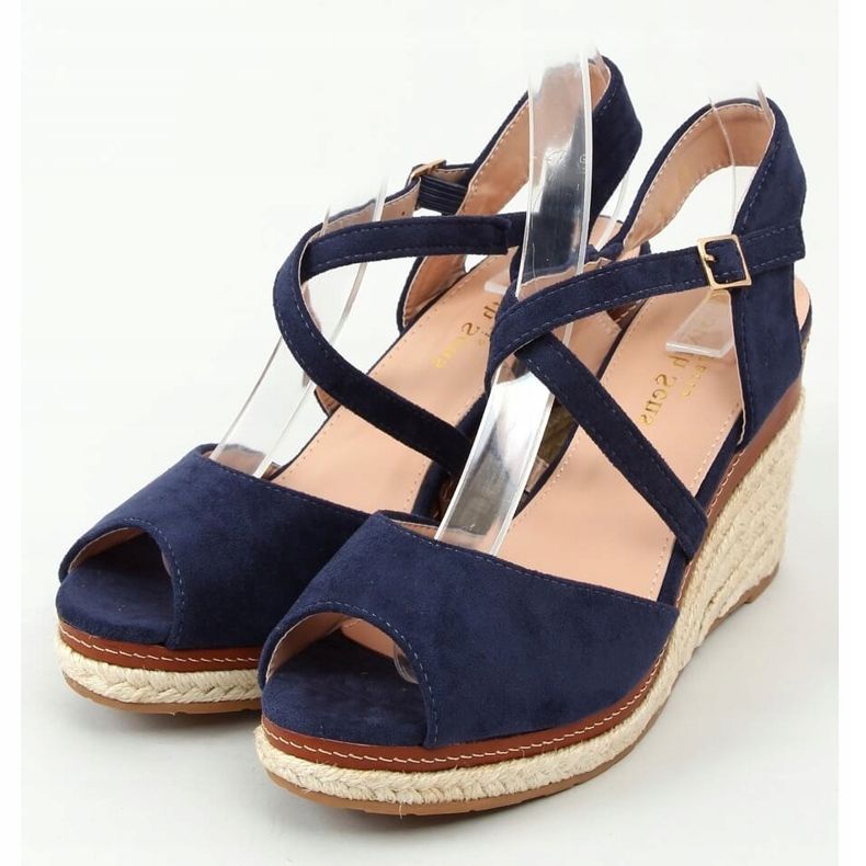 Espadrilles on the wedge open toe navy blue FG19 Blue 1