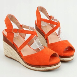 Orange FG19 Orange open toe espadrilles on wedges 1