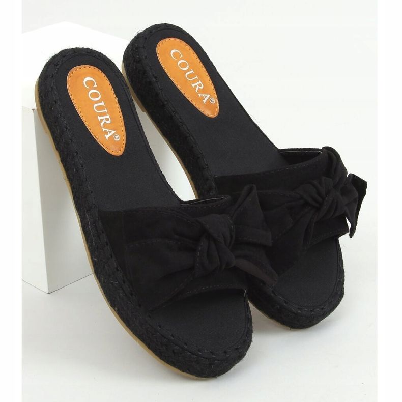 Black espadrilles slippers with a bow 266 Black 1