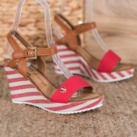Goodin Fashionable wedge sandals brown red multicolored 1
