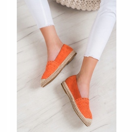 Small Swan Suede espadrilles with lace orange 2