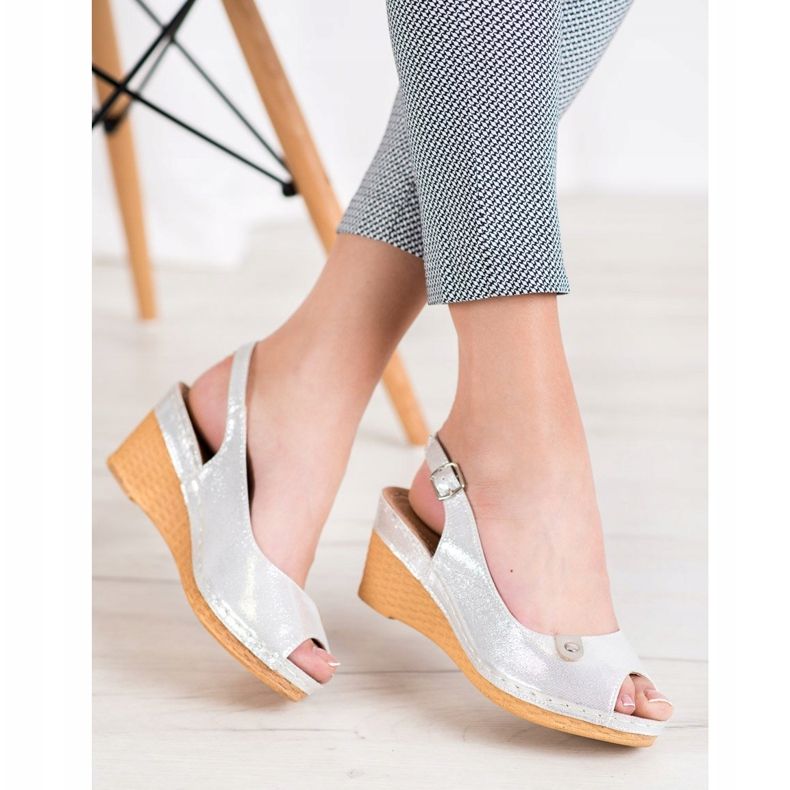 Shiny Wedge Sandals VINCEZA grey 1