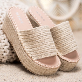 SHELOVET Braided wedge slippers Ll909be beige 1