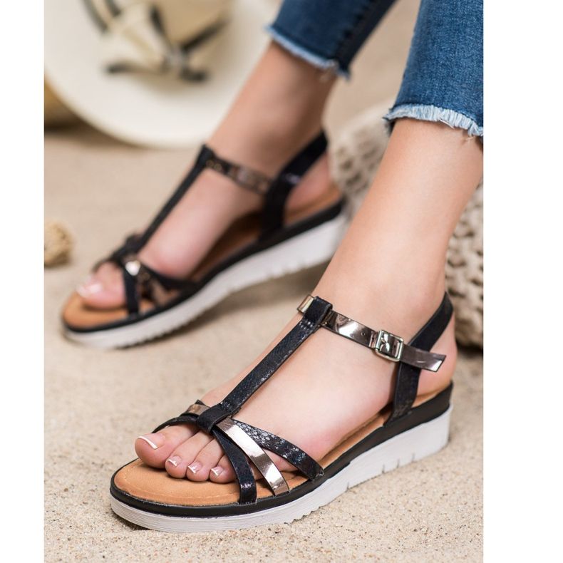Small Swan Sandals With Holo Effect black 1