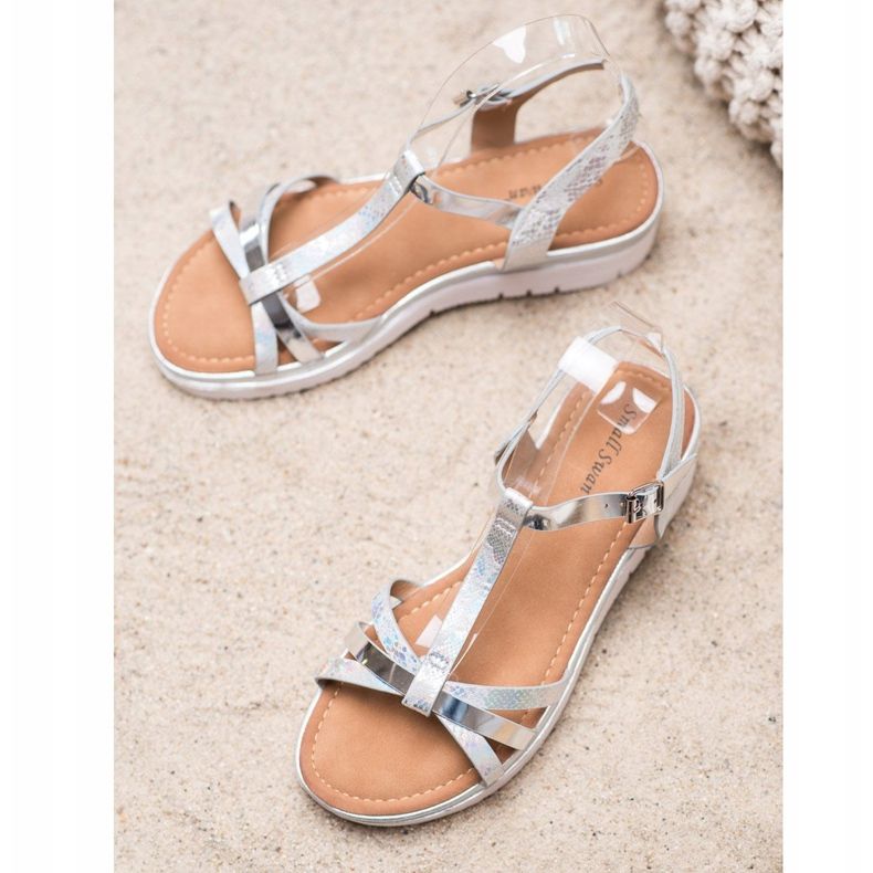 Small Swan Sandals With Holo Effect grey 1