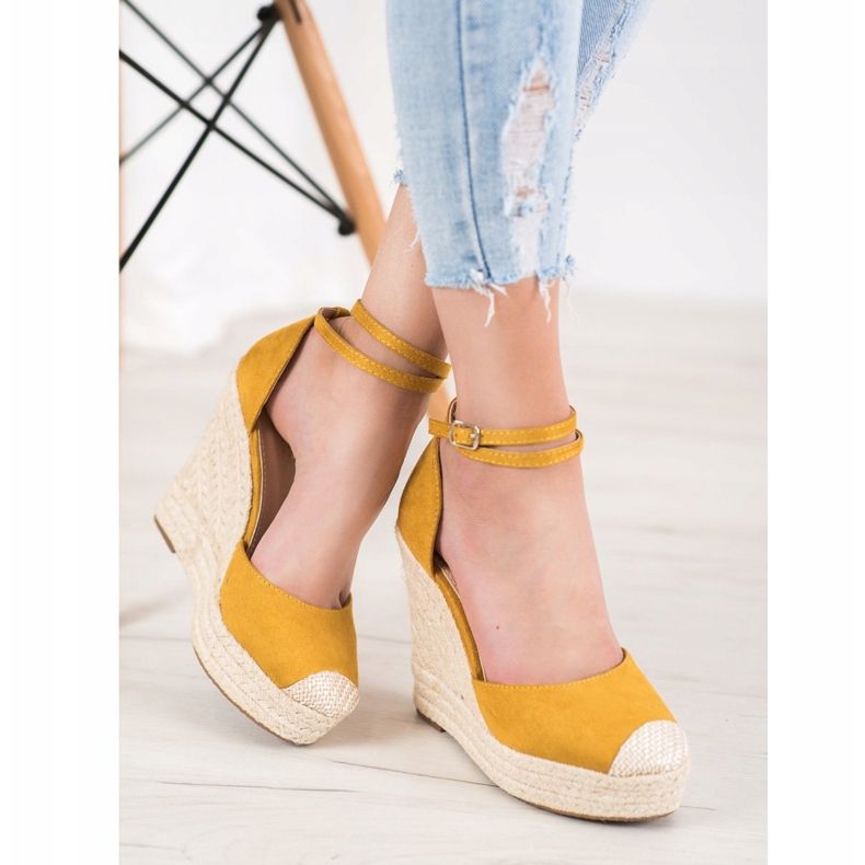 SHELOVET High Espadrilles On The Wedge yellow 1