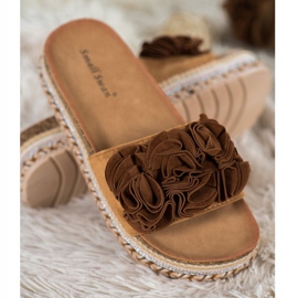 Small Swan Suede Slippers With Ornaments brown 1