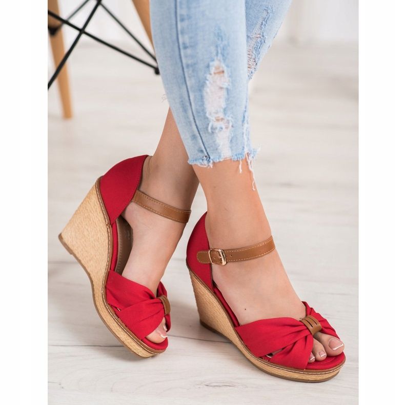 SHELOVET High-heeled sandals red 1