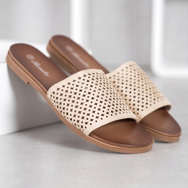 Renda Openwork Slippers brown 1
