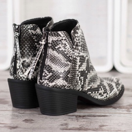 SHELOVET Snake Print Boot white black 1