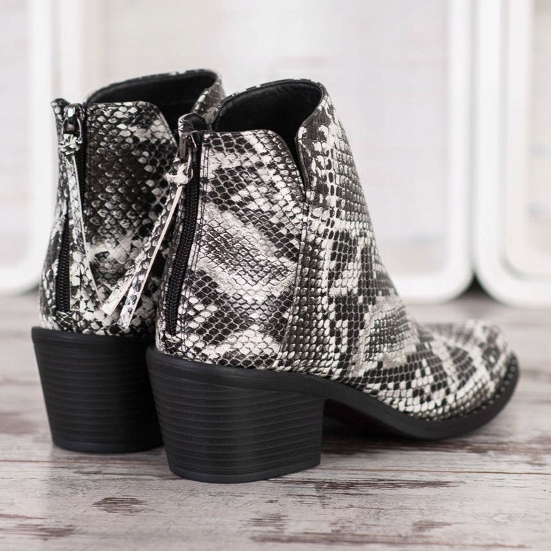 SHELOVET Snake Print Boot white black 1