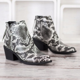 SHELOVET Snake Print Boot white black 2