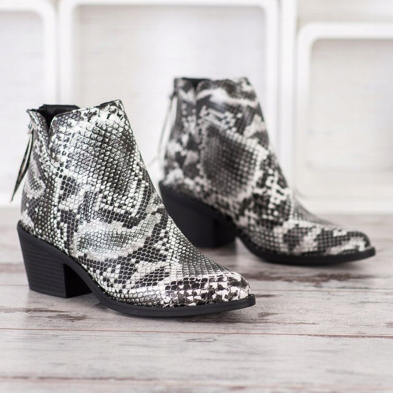 SHELOVET Snake Print Boot white black 2