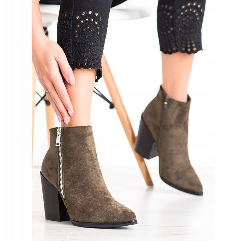 Marquiz Warm boots with a decorative zipper brown green 2