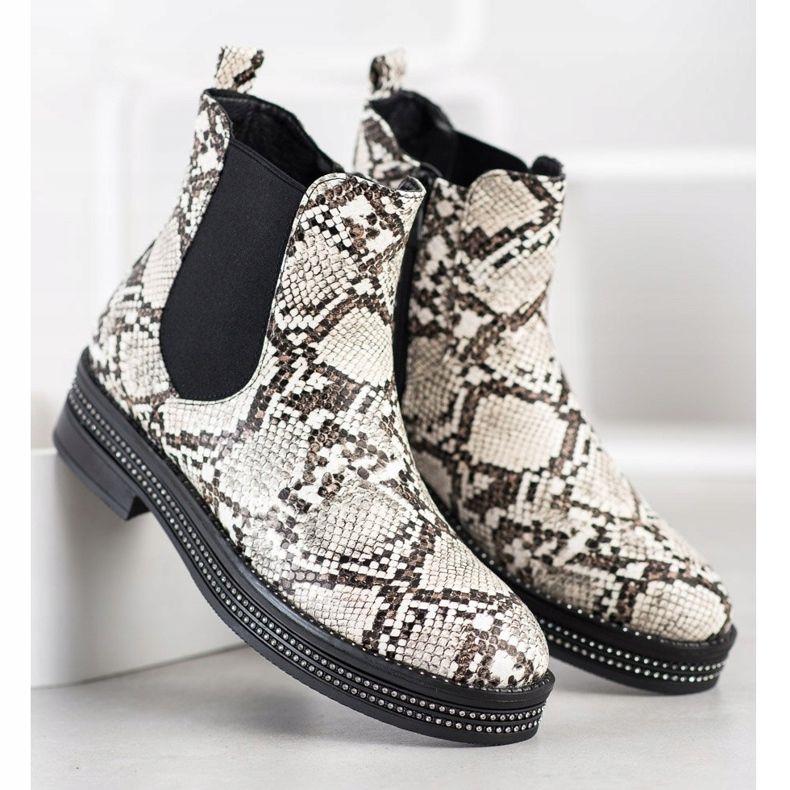 SHELOVET Boots On The Platform With Cubic Zirconia multicolored 1