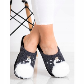Bona Warm Slippers With Application white black grey 2