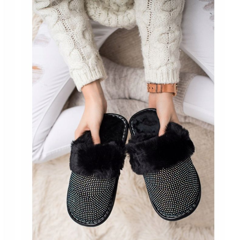 Bona Comfortable Slippers With Fur black 1
