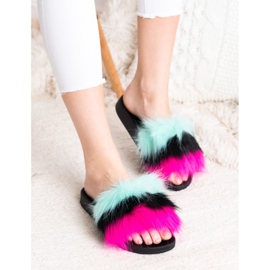Bona Colorful Slippers With Fur multicolored 1