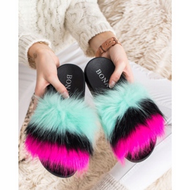 Bona Colorful Slippers With Fur multicolored 2