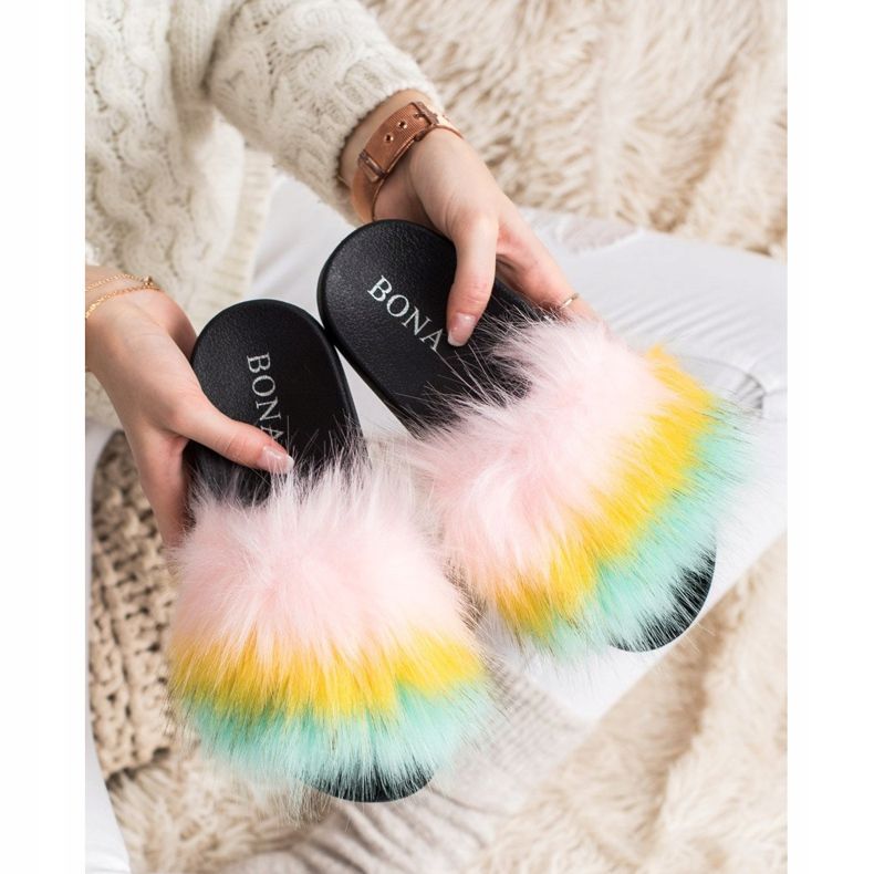 Bona Colorful Slippers With Fur multicolored 2